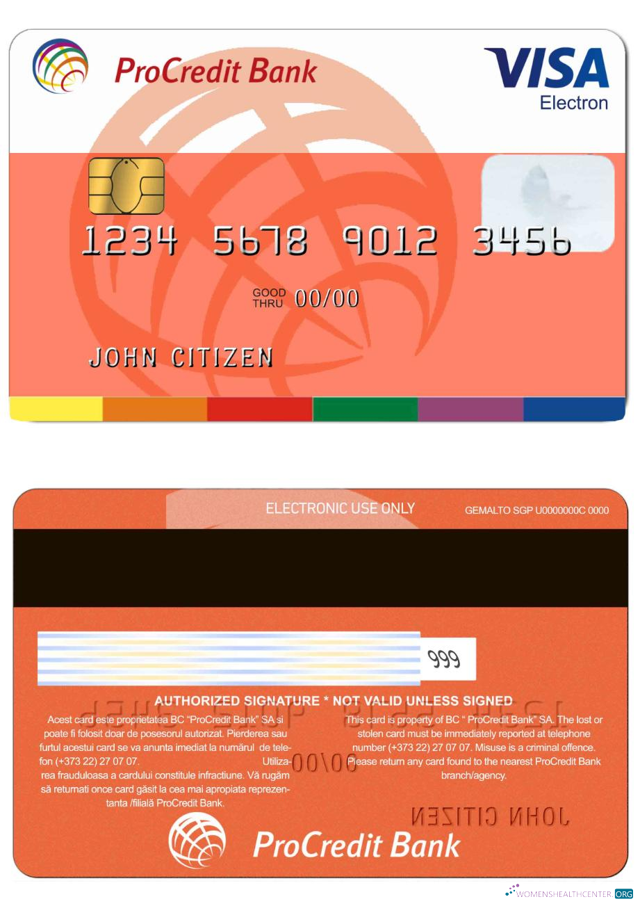 Download Moldova Procredit bank visa electron credit card Photoshop template